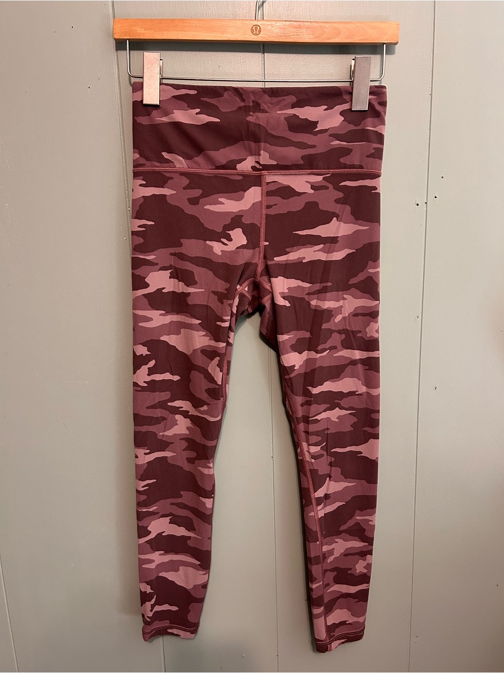 Athleta Maroon and Pink Camo High-Rise Leggings